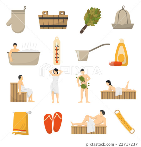 Bath Sauna Spa Flat Icons Set 22717237