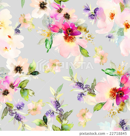 Seamless pattern with flowers watercolor Seamless pattern with flowers watercolor 22718845