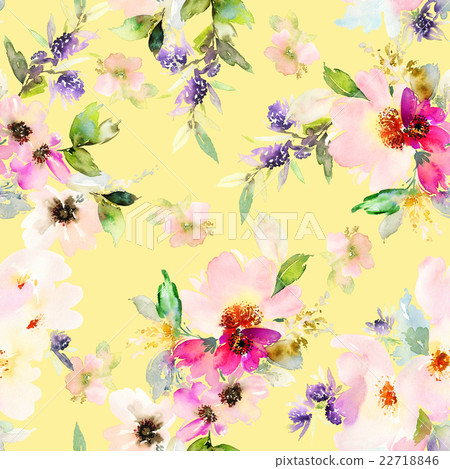 Seamless pattern with flowers watercolor Seamless pattern with flowers watercolor 22718846