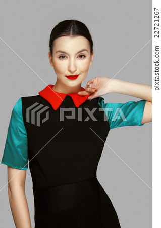 Pretty fashion girl with tan skin and red mat lips 22721267