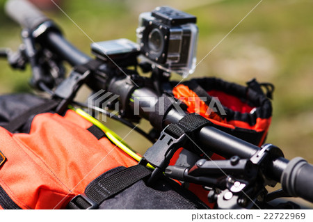 Bicycle with orange bags for travel 22722969