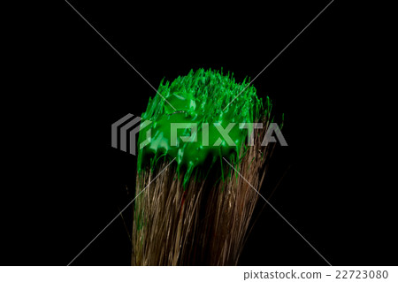 paint brush painting with green color paint brush painting with green color 22723080