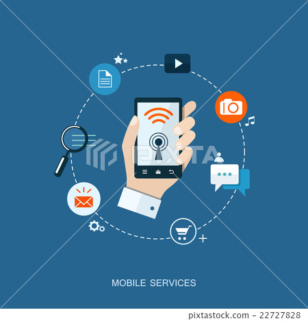 Flat design illustration. Mobile services-插圖素材 [22727828] - PIXTA圖庫