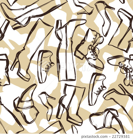 Seamless pattern with shoes. Hand drawn - Stock Illustration [22729381 ...