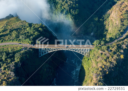 Victoria Falls bridge with spray in background Victoria Falls bridge with spray in background 22729531