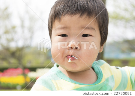 臉頰太多的男孩嘴裡叼著 臉頰太多的男孩嘴裡叼著 22730091