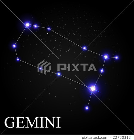 Gemini Zodiac Sign with Beautiful Bright Stars on 22730312