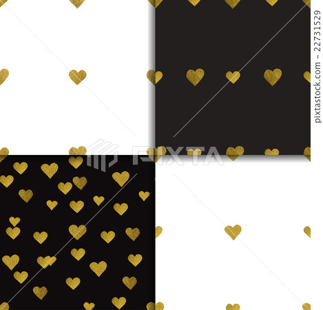 Golden hearts seamless pattern set - Stock Illustration [22731529] - PIXTA