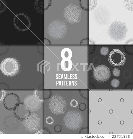 Scribble Circles Seamless Pattern Set - Stock Illustration [22731558 ...