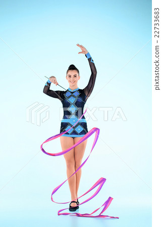 The girl doing gymnastics dance with colored 22733683