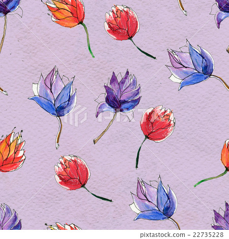 Seamless watercolor floral pattern - Stock Illustration [22735228] - PIXTA