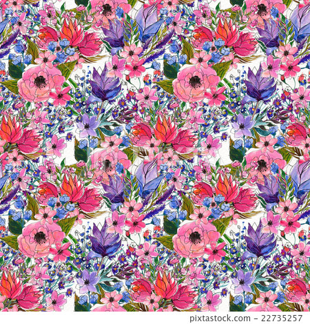 Seamless watercolor floral pattern 22735257