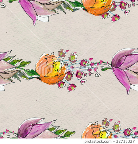 Seamless watercolor floral pattern - Stock Illustration [22735327] - PIXTA