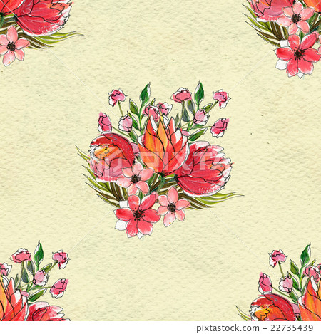 Seamless watercolor floral pattern - Stock Illustration [22735439] - PIXTA