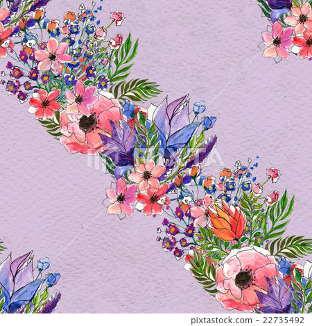 Seamless watercolor floral pattern - Stock Illustration [22735492] - PIXTA