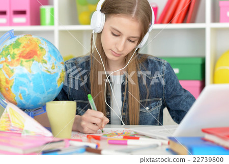 Cute student girl at class Cute student girl at class 22739800