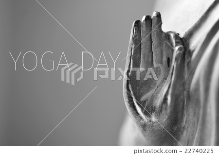 text yoga day and the hand of Buddha text yoga day and the hand of Buddha 22740225