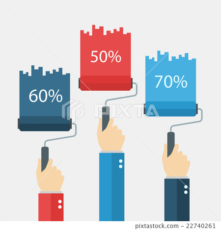 Flat illustration set. Paint roller with hand Flat illustration set. Paint roller with hand 22740261