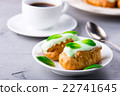 Breakfast with mint eclairs and cup of coffee 22741645
