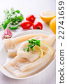 Raw squid and ingredients on the white plate 22741659