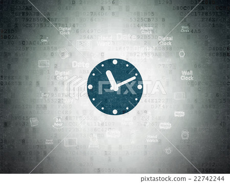 Time concept: Clock on Digital Data Paper Time concept: Clock on Digital Data Paper 22742244