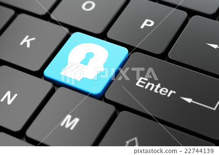 Information concept: Head With Keyhole on computer Information concept: Head With Keyhole on computer 22744139