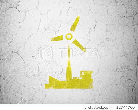 Manufacuring concept: Windmill on wall background Manufacuring concept: Windmill on wall background 22744760