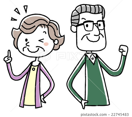 Illustration material: old couple motivated pose Illustration material: old couple motivated pose 22745483