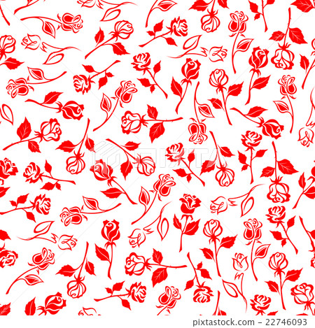 Seamless floral pattern of red rose flowers - Stock Illustration ...