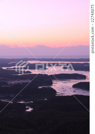 Ise Shima, a view from the panoramic observatory above Yokoyama Observation deck viewing the British Bay dyed in the morning glow / Ise Shima National Park Ise Shima, a view from the panoramic observatory above Yokoyama Observation deck viewing the British Bay dyed in the morning glow / Ise Shima National Park 22748075
