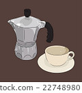 Coffee cup and coffee maker geyser, vector 22748980