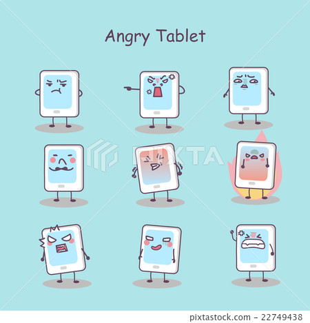 Angry cartoon digital tablet pc - Stock Illustration [22749438] - PIXTA