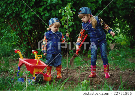 happy girls planting tree happy girls planting tree 22751896