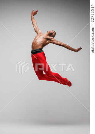 Young and stylish modern ballet dancer on gray Young and stylish modern ballet dancer on gray 22753514
