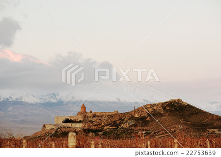 Ancient monastery in front of mountain Ancient monastery in front of mountain 22753639