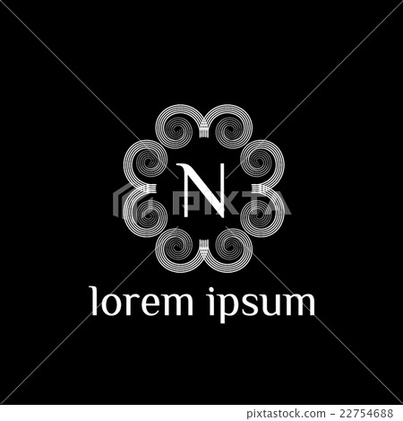 N letter vector logo template sign, symbol, emblem - Stock Illustration ...