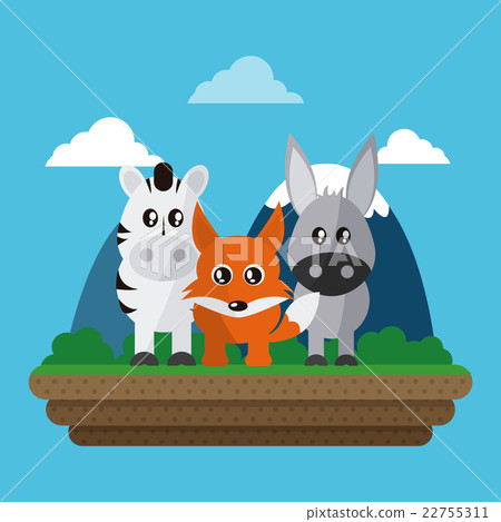 fox, donkey and zebra design  , vector graphic 22755311