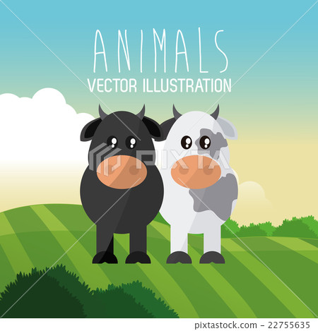 插图素材: cow and bull design , vector graphic , animal