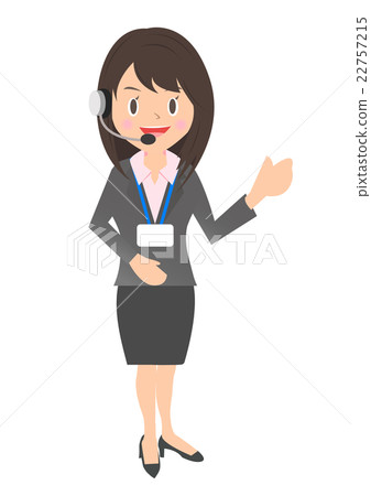 有名字持有人的女性公司工作者附有電話中心姿態 22757215