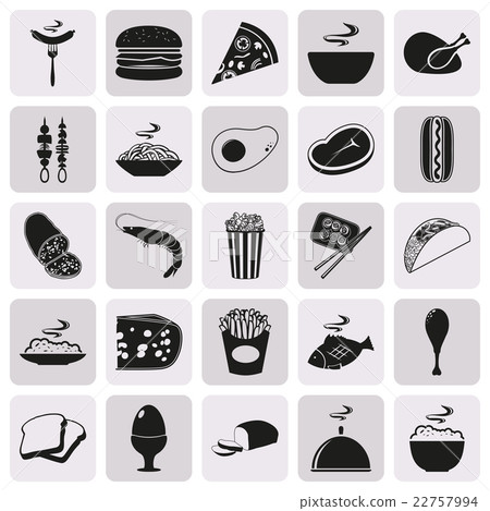 Simple black style Food Icon Set Simple black style Food Icon Set 22757994
