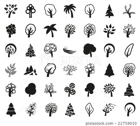 Tree symbol or icon set monochrome Tree symbol or icon set monochrome 22758010