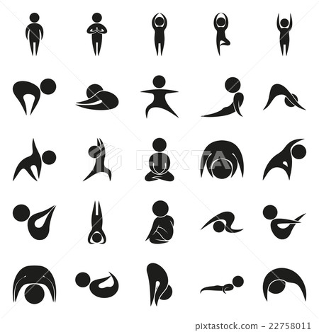 Yoga Meditation Stretching People Icon set 22758011