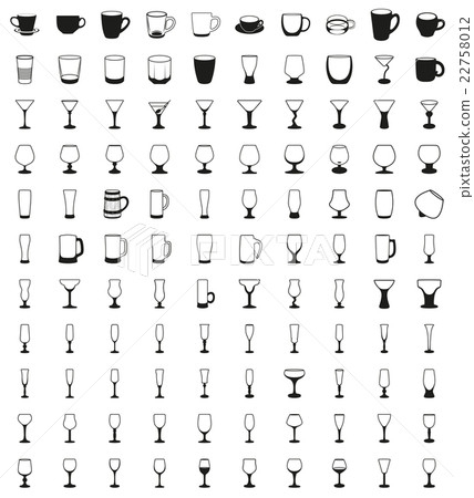 Tea and coffee cup, glasses icon set Tea and coffee cup, glasses icon set 22758012