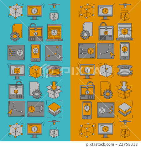 Vector doodle icons 3d printing 22758318