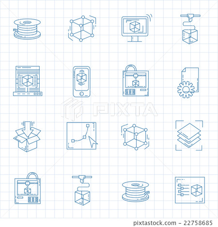 Vector doodle icons 3d printing 22758685