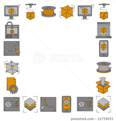 Vector doodle icons 3d printing 22759055