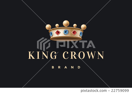 Logo with gold king crown and inscription King Logo with gold king crown and inscription King 22759099
