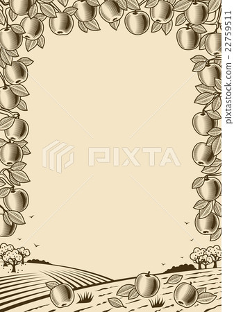 Retro apple vertical brown frame Retro apple vertical brown frame 22759511