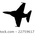 Silhouette of fighter plane isloated 22759617