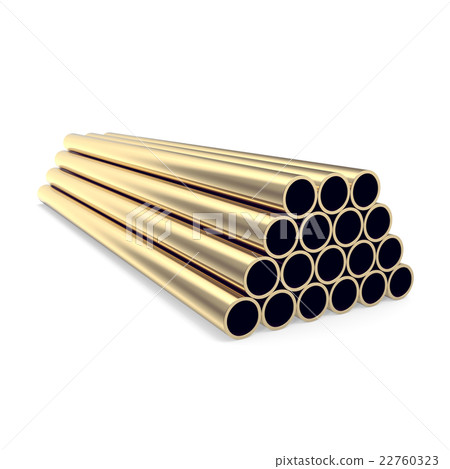 Gold pipes isolated on white background. 3d 22760323